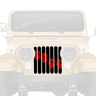 Dirty Acres® - 1-Pc Puppy Paw Prints Style Red Perforated Main Grille