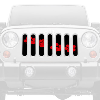 Dirty Acres® - 1-Pc Puppy Paw Prints Style Red Perforated Main Grille