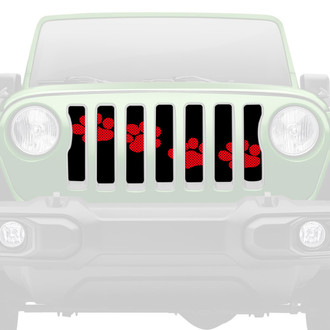 Dirty Acres® - 1-Pc Puppy Paw Prints Style Red Perforated Main Grille