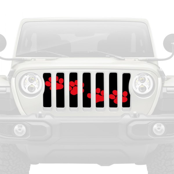 Dirty Acres® - 1-Pc Puppy Paw Prints Style Red Perforated Main Grille