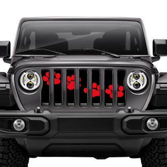 Dirty Acres® - 1-Pc Puppy Paw Prints Style Red Perforated Main Grille