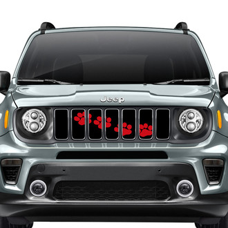 Dirty Acres® - 1-Pc Puppy Paw Prints Style Red Perforated Main Grille