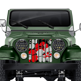 Dirty Acres® - 1-Pc Red Hawaiian Hibiscus Style Perforated Main Grille
