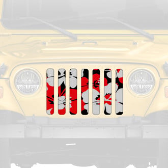 Dirty Acres® - 1-Pc Red Hawaiian Hibiscus Style Perforated Main Grille