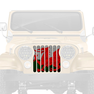 Dirty Acres® - 1-Pc Rustic Welsh Dragon Flag Style Perforated Main Grille