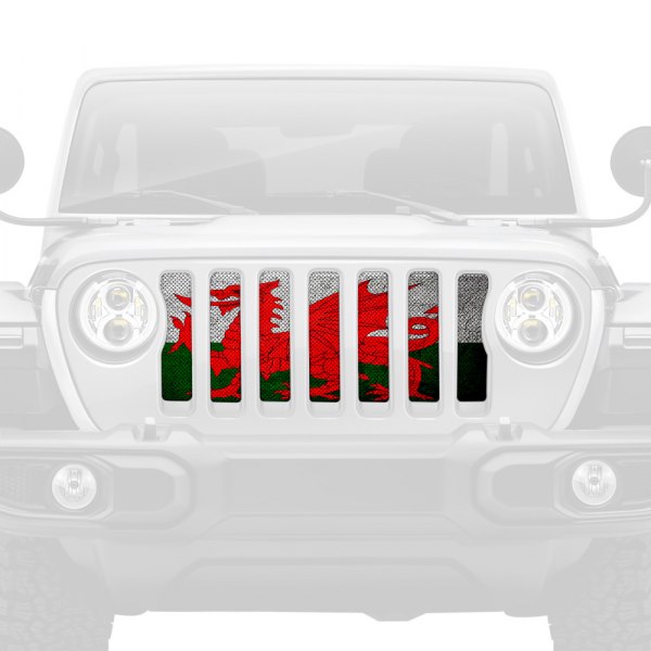 Dirty Acres® - 1-Pc Rustic Welsh Dragon Flag Style Perforated Main Grille