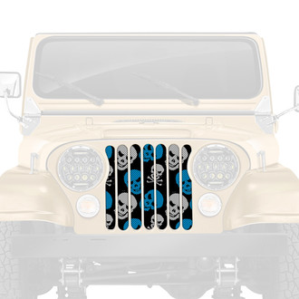 Dirty Acres® - 1-Pc Skulls Style Blue Perforated Main Grille