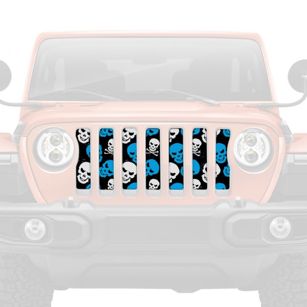 Dirty Acres® - 1-Pc Skulls Style Blue Perforated Main Grille