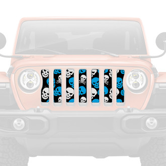 Dirty Acres® - 1-Pc Skulls Style Blue Perforated Main Grille