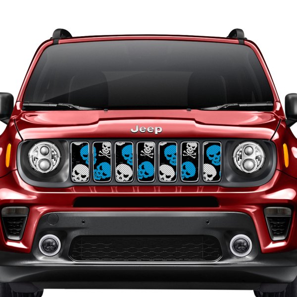 Dirty Acres® - 1-Pc Skulls Style Blue Perforated Main Grille