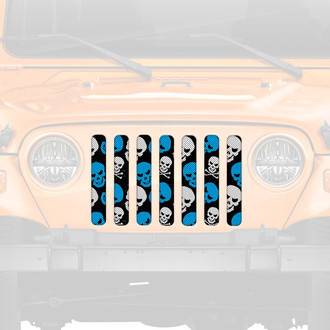 Dirty Acres® - 1-Pc Skulls Style Blue Perforated Main Grille