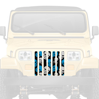 Dirty Acres® - 1-Pc Skulls Style Blue Perforated Main Grille