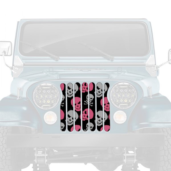 Dirty Acres® - 1-Pc Skulls Style Baby Pink Perforated Main Grille
