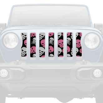 Dirty Acres® - 1-Pc Skulls Style Baby Pink Perforated Main Grille