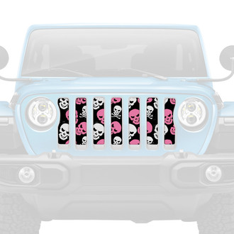 Dirty Acres® - 1-Pc Skulls Style Baby Pink Perforated Main Grille