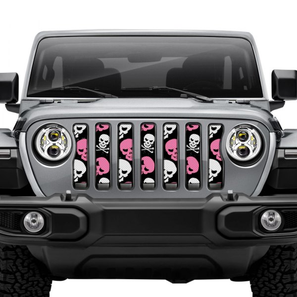 Dirty Acres® - 1-Pc Skulls Style Baby Pink Perforated Main Grille