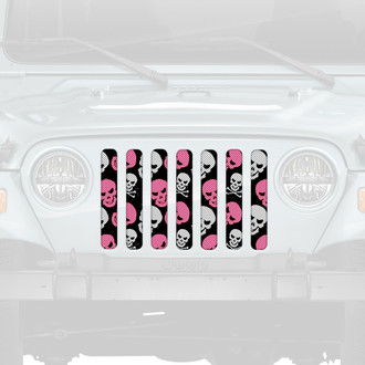 Dirty Acres® - 1-Pc Skulls Style Baby Pink Perforated Main Grille
