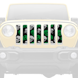 Dirty Acres® - 1-Pc Skulls Style Green Perforated Main Grille