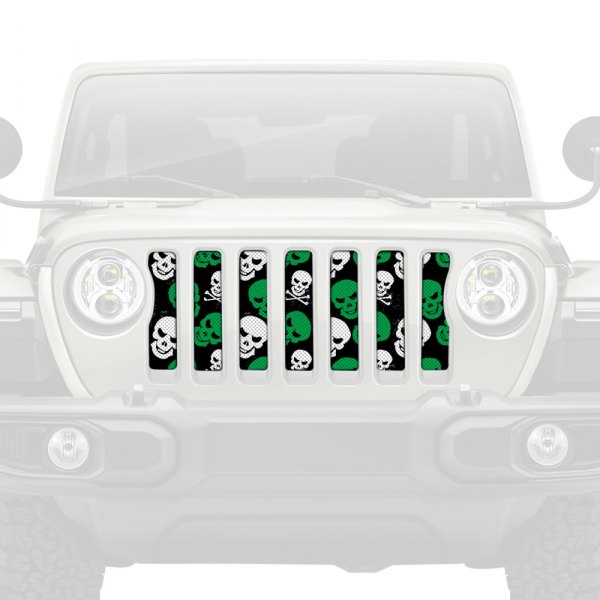 Dirty Acres® - 1-Pc Skulls Style Green Perforated Main Grille