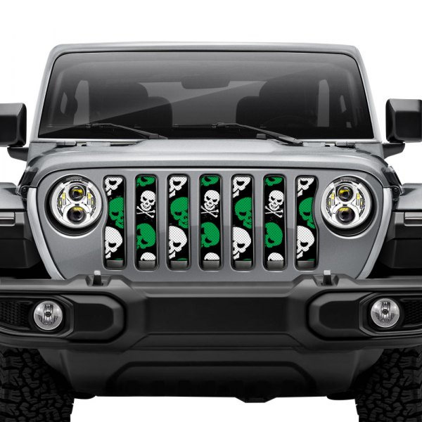 Dirty Acres® - 1-Pc Skulls Style Green Perforated Main Grille