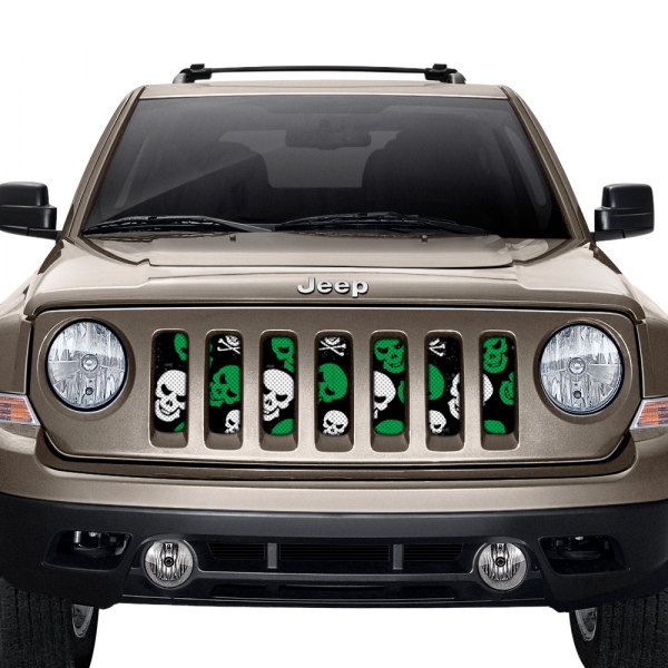 Dirty Acres® - 1-Pc Skulls Style Green Perforated Main Grille