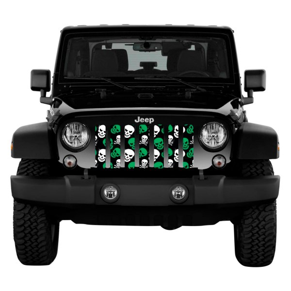 Dirty Acres® - 1-Pc Skulls Style Green Perforated Main Grille