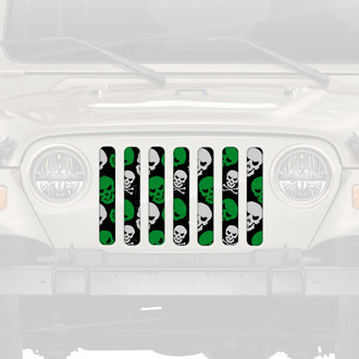 Dirty Acres® - 1-Pc Skulls Style Green Perforated Main Grille