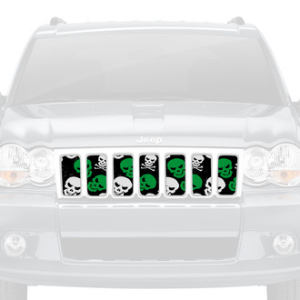 Dirty Acres® - 1-Pc Skulls Style Green Perforated Main Grille