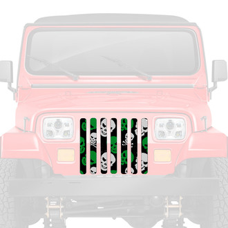 Dirty Acres® - 1-Pc Skulls Style Green Perforated Main Grille