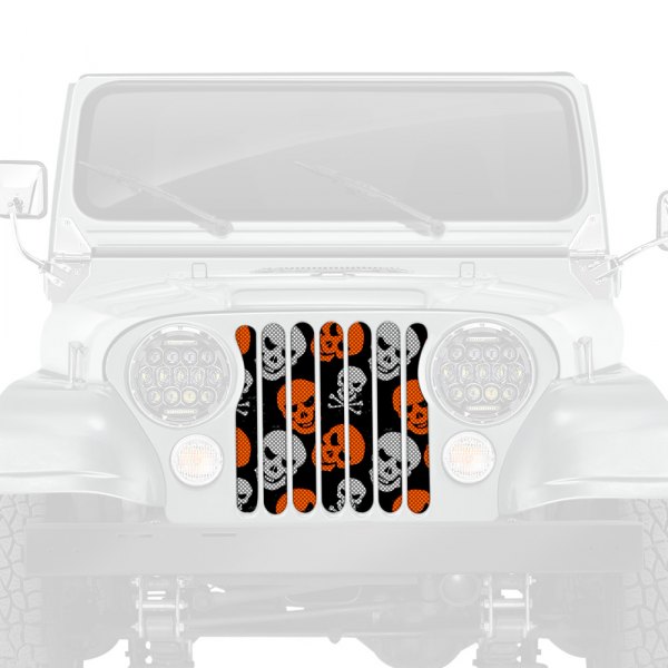 Dirty Acres® - 1-Pc Skulls Style Orange Perforated Main Grille