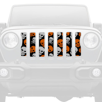 Dirty Acres® - 1-Pc Skulls Style Orange Perforated Main Grille