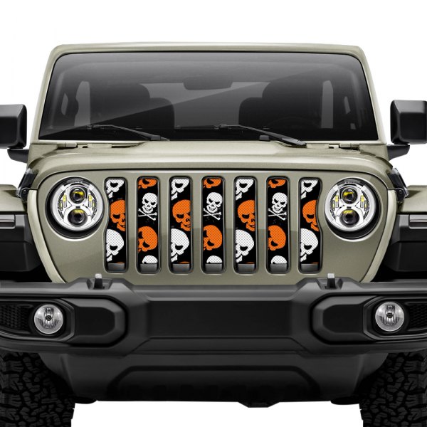 Dirty Acres® - 1-Pc Skulls Style Orange Perforated Main Grille