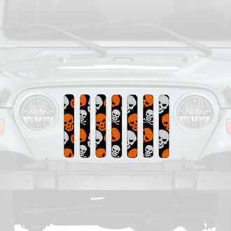 Dirty Acres® - 1-Pc Skulls Style Orange Perforated Main Grille