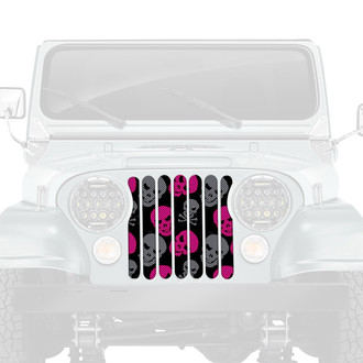 Dirty Acres® - 1-Pc Skulls Style Purple/Gray Perforated Main Grille