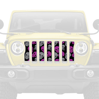 Dirty Acres® - 1-Pc Skulls Style Purple/Gray Perforated Main Grille
