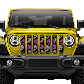 Dirty Acres® - 1-Pc Skulls Style Purple/Gray Perforated Main Grille