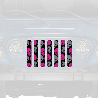 Dirty Acres® - 1-Pc Skulls Style Purple/Gray Perforated Main Grille