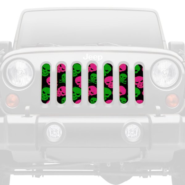 Dirty Acres® - 1-Pc Skulls Style Pink/Green Perforated Main Grille