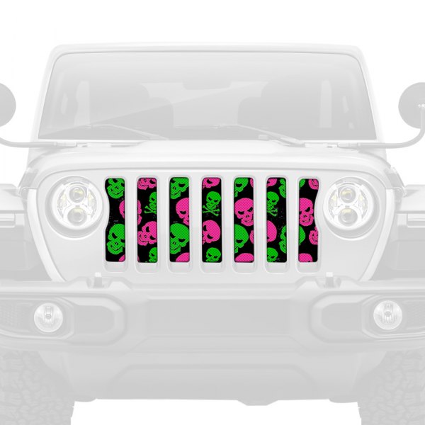 Dirty Acres® - 1-Pc Skulls Style Pink/Green Perforated Main Grille