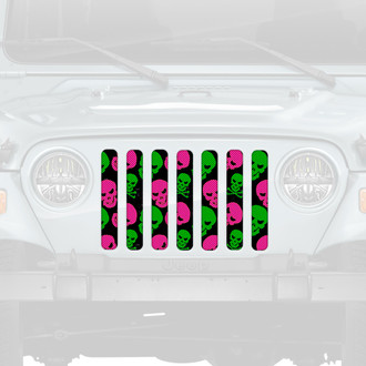 Dirty Acres® - 1-Pc Skulls Style Pink/Green Perforated Main Grille
