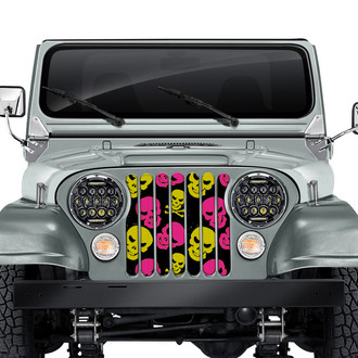 Dirty Acres® - 1-Pc Skulls Style Pink/Yellow Perforated Main Grille
