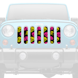 Dirty Acres® - 1-Pc Skulls Style Pink/Yellow Perforated Main Grille