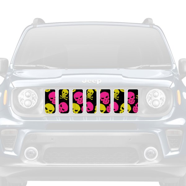 Dirty Acres® - 1-Pc Skulls Style Pink/Yellow Perforated Main Grille