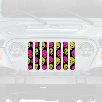 Dirty Acres® - 1-Pc Skulls Style Pink/Yellow Perforated Main Grille