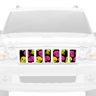 Dirty Acres® - 1-Pc Skulls Style Pink/Yellow Perforated Main Grille