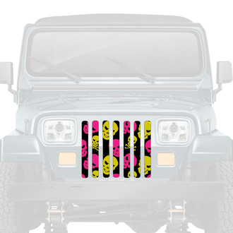 Dirty Acres® - 1-Pc Skulls Style Pink/Yellow Perforated Main Grille