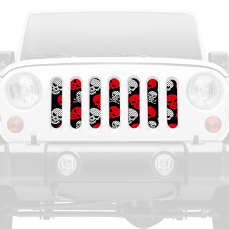 Dirty Acres® - 1-Pc Skulls Style Red/White Perforated Main Grille