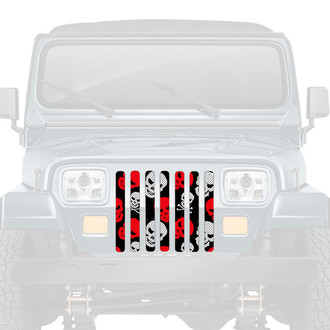 Dirty Acres® - 1-Pc Skulls Style Red/White Perforated Main Grille