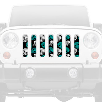 Dirty Acres® - 1-Pc Skulls Style Teal Perforated Main Grille