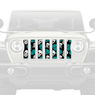 Dirty Acres® - 1-Pc Skulls Style Teal Perforated Main Grille
